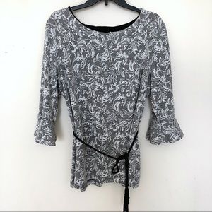 Connected Apparel Bell Sleeves Grey Blouse